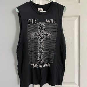 UNIF 'THIS WILL TEAR US APART' Distressed Muscle Tee